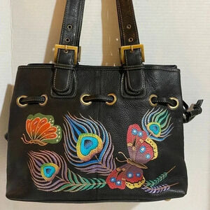 Anuschka hand painted multicolor handbag